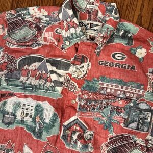 Reyn Spooner University Of Georgia Short Sleeve Button Down Shirt Men's S Red
